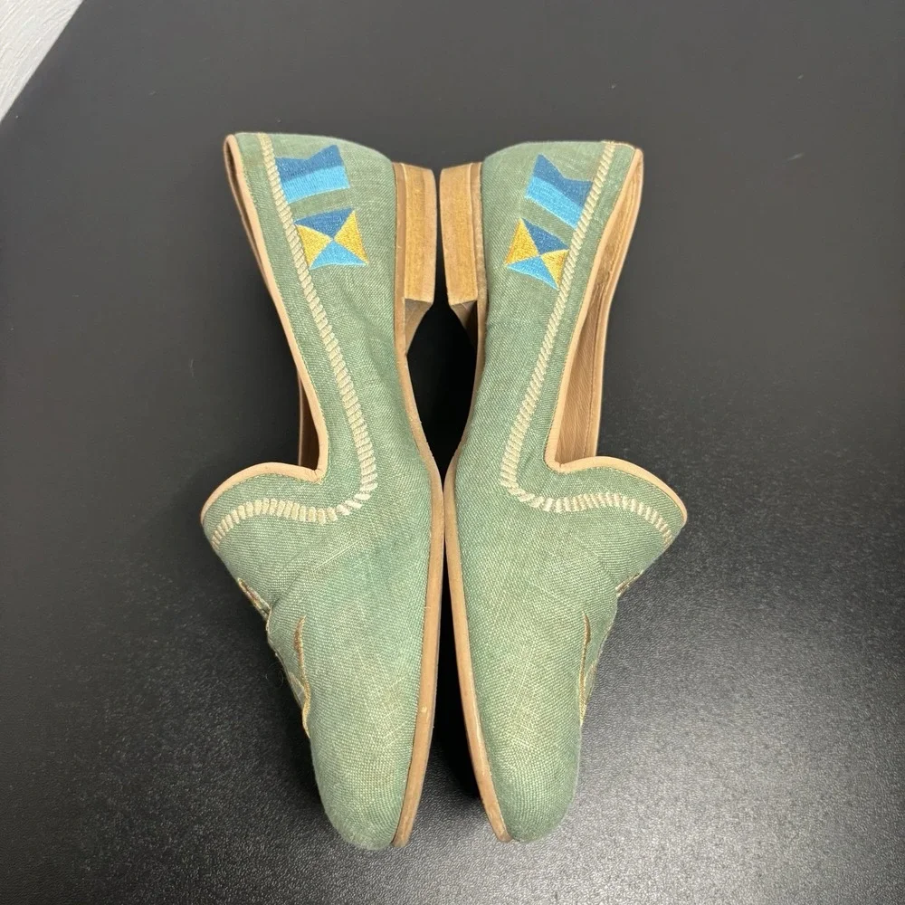 Jon Josef women's green‎ canvas closed toe flat pump shoes size 7.5B